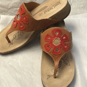 Josef Seibel European Comfort Shoe Sandal Floral Leather Upper Sz 39